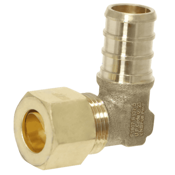 2 Pcs XFITTING OD Compression Pex 3/8 Inch x 1/2 Inch Pex Elbow, 26-5-1=2X