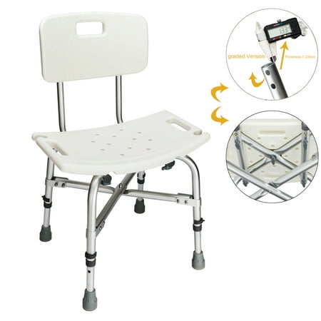 Medical Shower Seat Zimtown 450LBS Heavy Duty Medical Shower Chair Bath Seat, 6 Height Transfer Bench Stool with Back ()