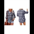 thumbnail image 3 of Blusa Holgada de Larga con Cuello en V y Estampado Collage de Otoño para Mujer Azul XXL, 3 of 5