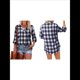 thumbnail image 3 of Blusa Holgada de Larga con Cuello en V y Estampado Collage de Otoño para Mujer Azul L, 3 of 5