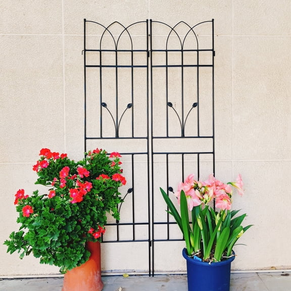2-Pack Metal Garden Trellis for Climbing Plants, 71" Tall Rustproof Plant Support Trellises for Roses, Vines & Vegetables, Black