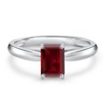 thumbnail image 3 of Gem Stone King 10K White Gold Red Garnet Engagement Ring for Women | 0.80 Cttw | Emerald Cut 6X4MM | Gemstone January Birthstone | Size 7, 3 of 6