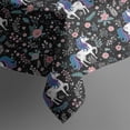 thumbnail image 5 of Black Cartoon Unicorn Flower Pattern Square Tablecloth,Waterproof Square Table Cover,Wipeable Spillproof Washable Table Cover for Home Kitchen Party Decor 42"X42"(107x107cm), 5 of 6