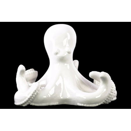 Octopus Figurine Gloss Finish White Benzara