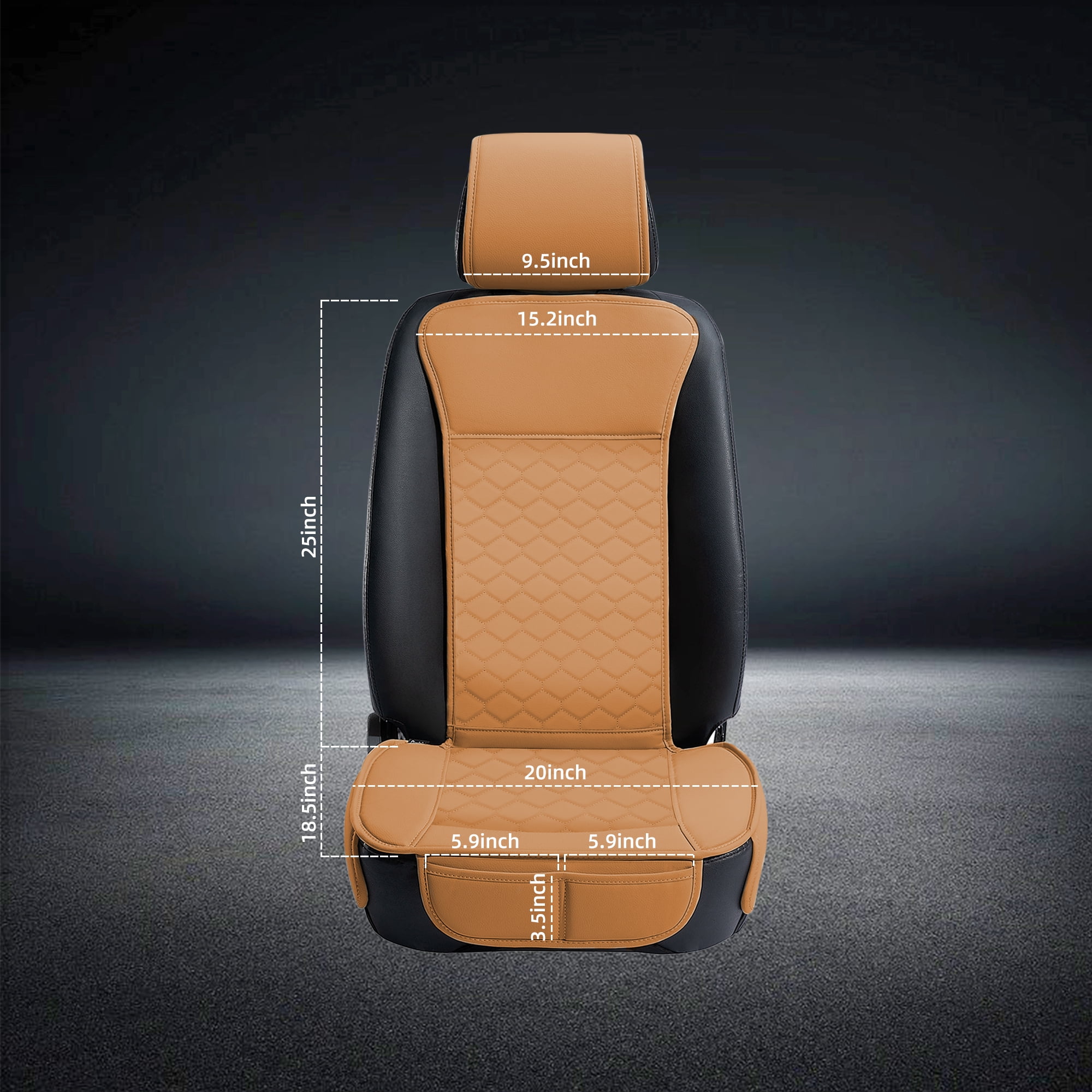 Elantrip 2PCs Front Car Seat Covers Leather Water Proof Seat Universal Fit for Most Cars SUVs Brandy