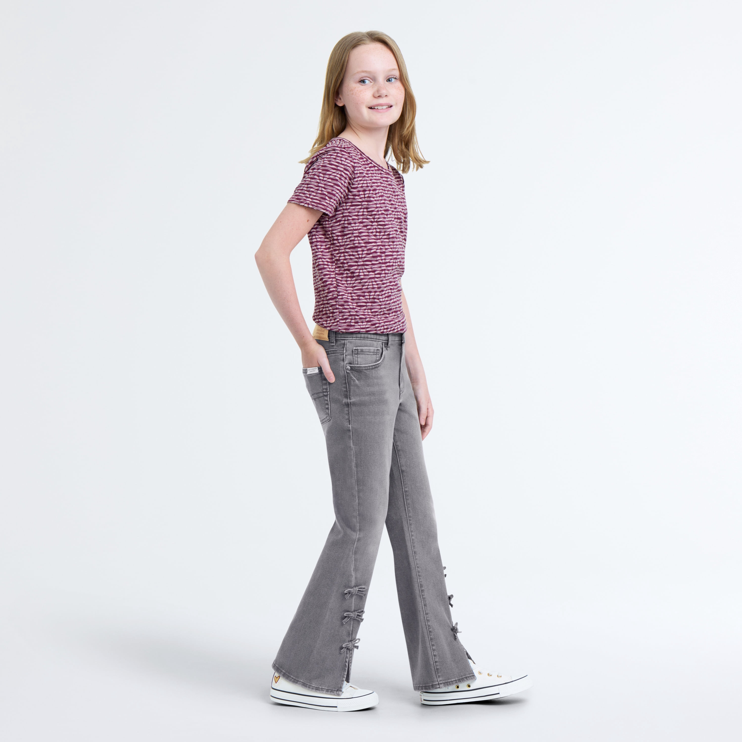 Levi Strauss Signature Girls Seamed Flare with Bows Jeans, Sizes 5-18