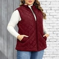 thumbnail image 5 of DISKEBUISS Plus Size Quilted Puffer Vest for Women Stand Collar Sleeveless Zip Up Gilet with Pockets for Fall Winter, 5 of 7