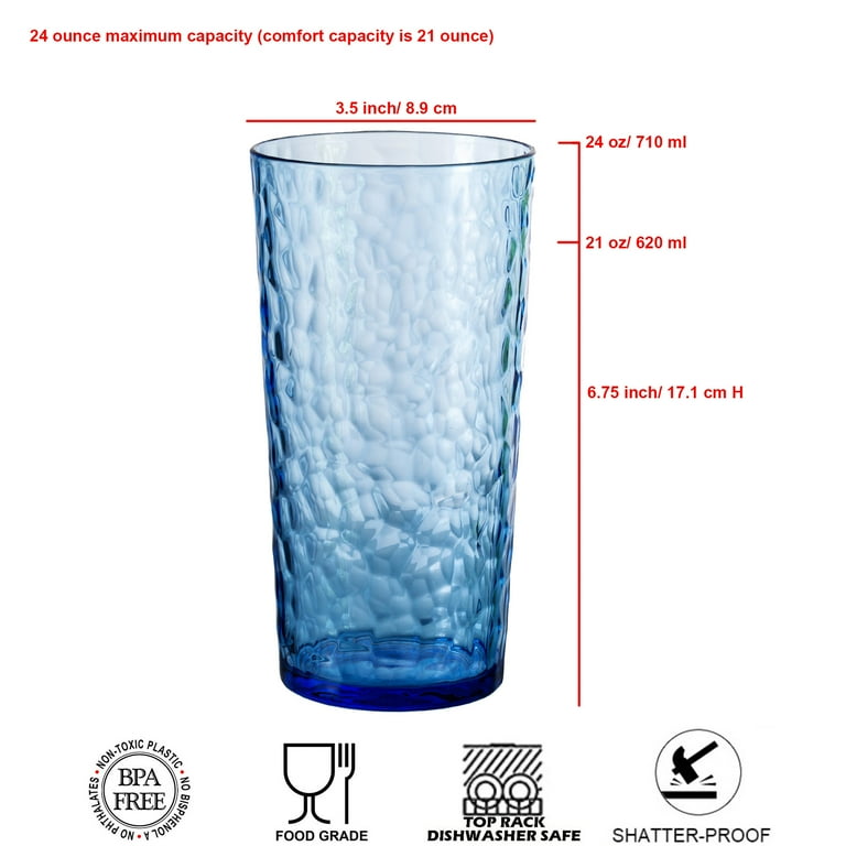 ZAINCA Hammered 24oz Plastic Tumblers Set, 8pk, Multicolor - Walmart.com