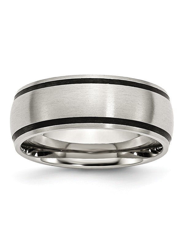 Mens Stainless Steel Brushed Wedding Band Ring