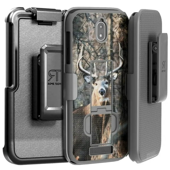 BLU View 2 Belt Clip Holster Phone Case - Camo Deer