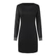 thumbnail image 4 of Minivestido de malla brillante para mujer: manga larga, cuello en V, corte ajustado, poliéster ajustado para todas las ocasiones, tallas US/UK/EU S-XXL., 4 of 5