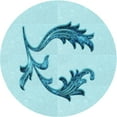 thumbnail image 1 of Ahgly Company Machine Washable Indoor Round Transitional Electric Blue Area Rugs, 4' Round, 1 of 7