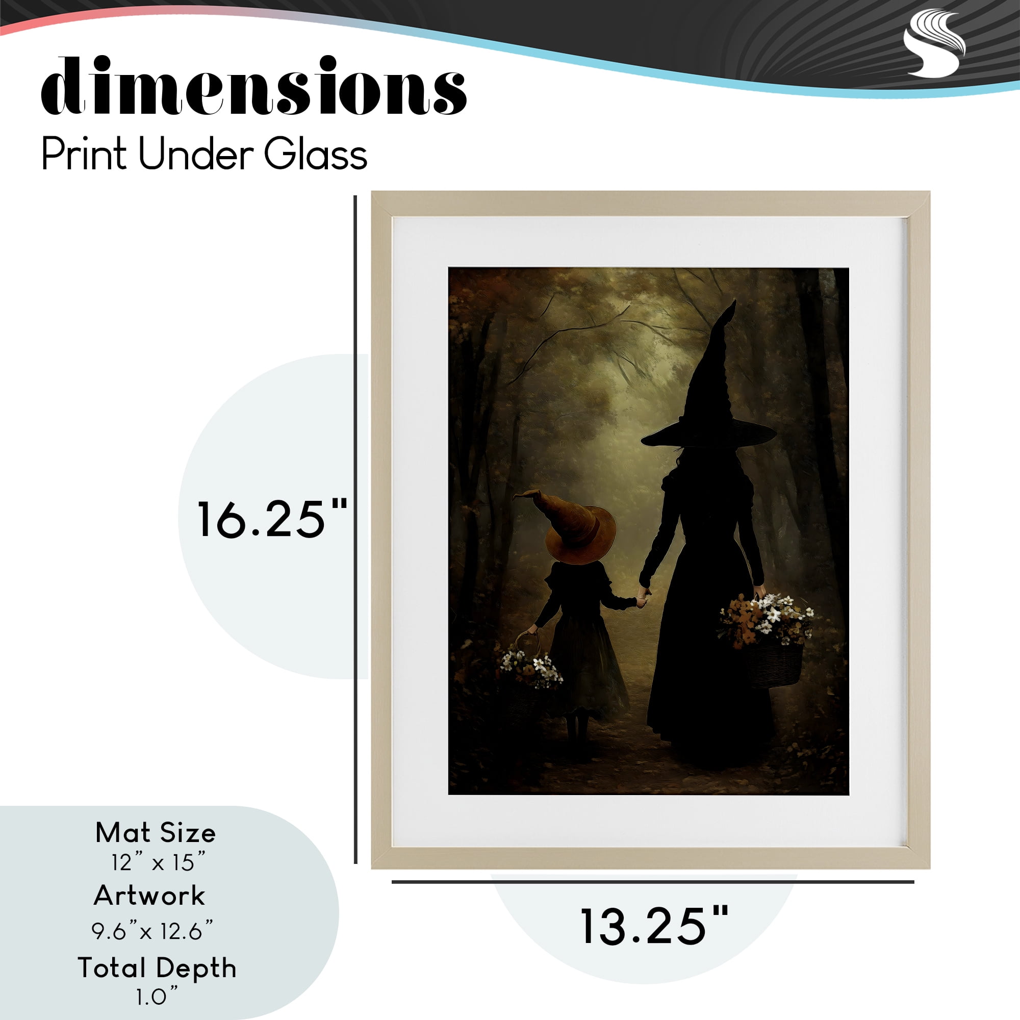 Witch & Daughter Mystical Forest Birch Framed Print Under Glass, design by Arlington Prints