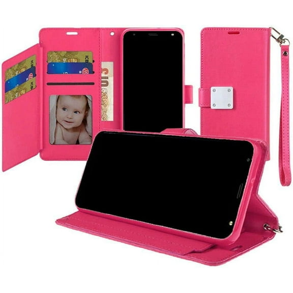 Compatible for Cricket Ovation 3 Wallet Cover Phone Case - Pink