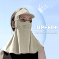 thumbnail image 2 of Mascarilla de protección solar de verano con borde desmontable para mujer, mascarilla de seda helada transpirable para ciclismo, tipo largo, con cortina facial, 2 of 5