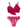 thumbnail image 4 of DHFJKG Women Swimsuits Floral Print Bowknot Two Piece Swimwear Bikini Top With High Waist Briefs Bottoms Tummy Control Bathing Suit Summer Trendy Beachwear, 4 of 4