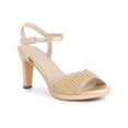 thumbnail image 1 of BLISSFUL STEP Women's Platform Rhinestone Slingback Block High Heels Sandals Gold 6.5, 1 of 7