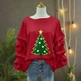 thumbnail image 5 of Womens Christmas Sweatshirts Pleated Long Sleeves Christmas Tops Crew Neck Pullover Sweater Blouses Xmas Graphic Dressy Causal Christmas Shirts Top, 5 of 5