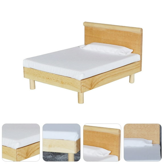 Soimiss tiny bed dollhouse bedroom set khaki 1 Pc