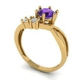 thumbnail image 2 of Three-Stone Engagement Ring for Women - 0.87ct Natural Amethyst in 14K Yellow Gold Promise Ring, 2 of 6