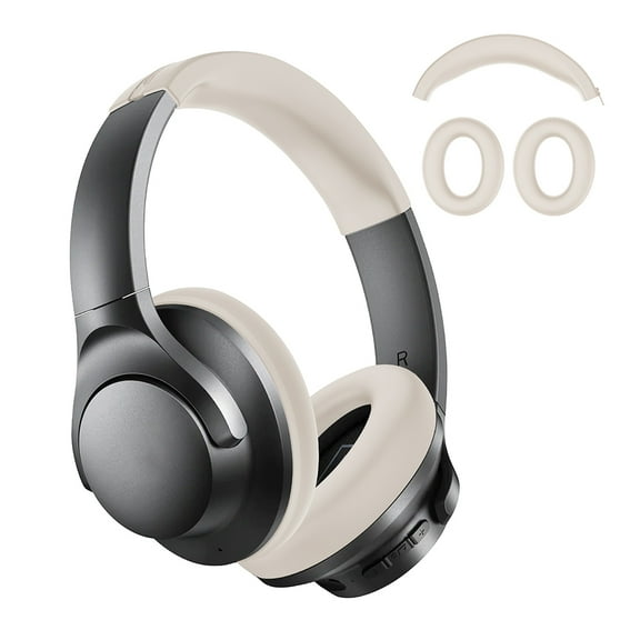 Yucurem Silicone Earpads Head Beam Protective Cover for Soundcore Life Q20i(beige)