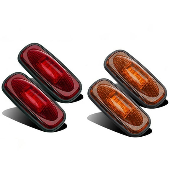 4Pcs Dually Bed Fender Side Marker LED Lights for 2003-2018 Dodge Ram 3500 Red Amber