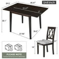 thumbnail image 6 of 3 Piece Kitchen Dining Set, Dining Table with Drop Leaf and 2 Upholstered Chairs,Espresso, 6 of 30