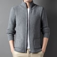 thumbnail image 4 of Mrmaere Men's Knit Jacket Full-Zip Stand Collar Soft Warm Outerwear for Daily & Casual Gray M, 4 of 8