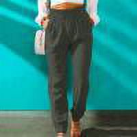 Pantalons en Lin pour Femmes Été Mode Décontractée Ample Coton et Lin Poches Pantalons Capris pour Femmes Été Décontracté Liquidation