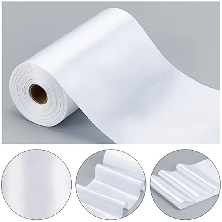 3/4 Inch X 50 Yards White Satin Ribbon, 2 Rolls Thin Solid Fabric Ribbons  Roll f