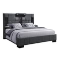 thumbnail image 2 of King Size Platform Bed with Wireless Charging, LED Lights & Bluetooth Speakers, Dark Gray Upholstered Bed Frame with Storage, 2 of 5