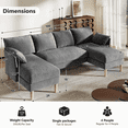 thumbnail image 5 of BedLuxury 100" U-Shape Sectional Sofa with Chaise, Chenille Modern Couch with High Legs for Living Room, Apartment, Dark Gray, 5 of 10