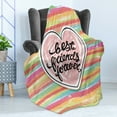 thumbnail image 4 of Best Friend Soft Flannel Fleece Throw Blanket, Illustration of Typography in a Heart on a Colorful Striped Backdrop, Cozy Plush for Indoor and Outdoor Use, 50" x 60", Multicolor, by Ambesonne, 4 of 5