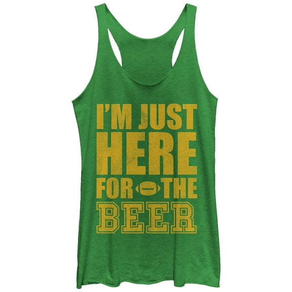 Women's CHIN UP Football Here for the Beer  Racerback Tank Top Envy Green Small