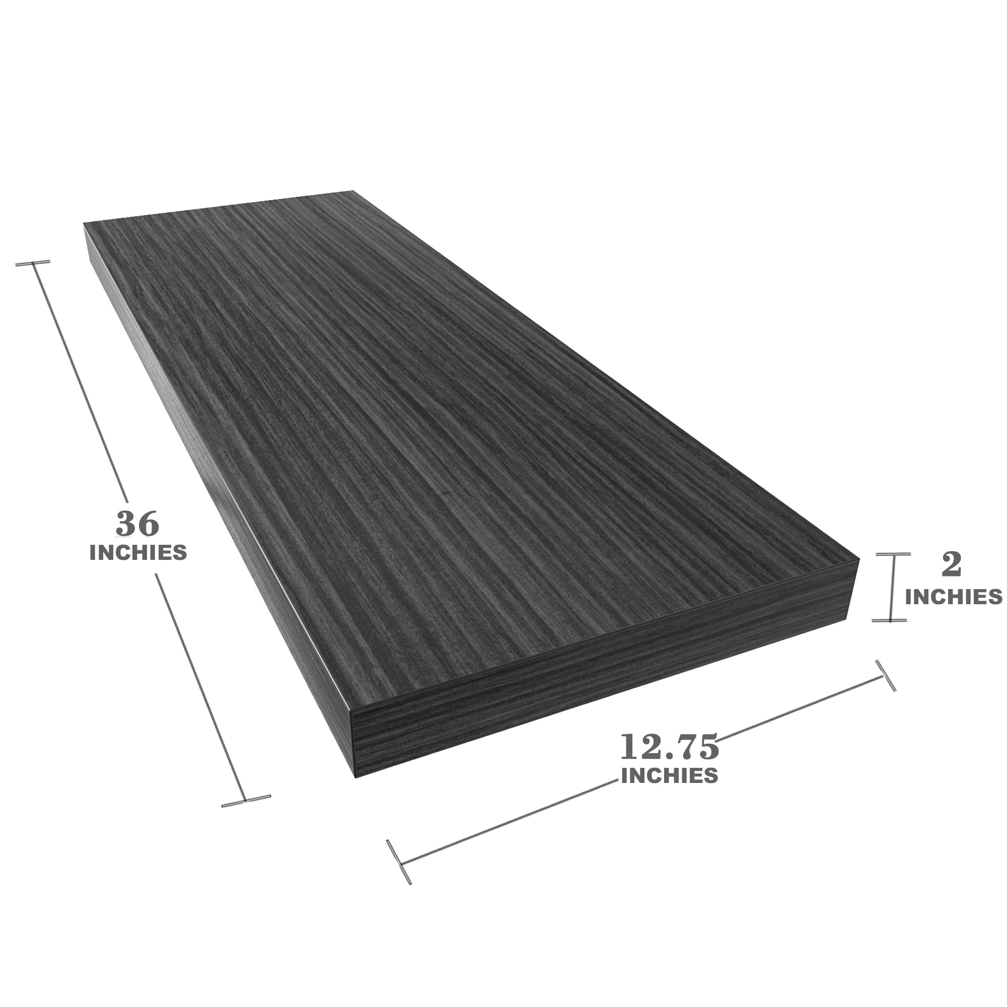 Dumekko Large Floating Shelves for Wall Set of 1 Wooden Wall Shelves 36 in x 12.75 in x 2 in Room Decor Long Shelf with Invisible Wall Mount Bracket for Bedroom, Kitchen, Living Room, Black Wood