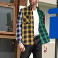 thumbnail image 2 of APEXFWDT Mens & Boys Flannel Plaid Shirts Long Sleeve Button Down Shirts Color Block Casual Lightweight Shirt Jacket, 2 of 3