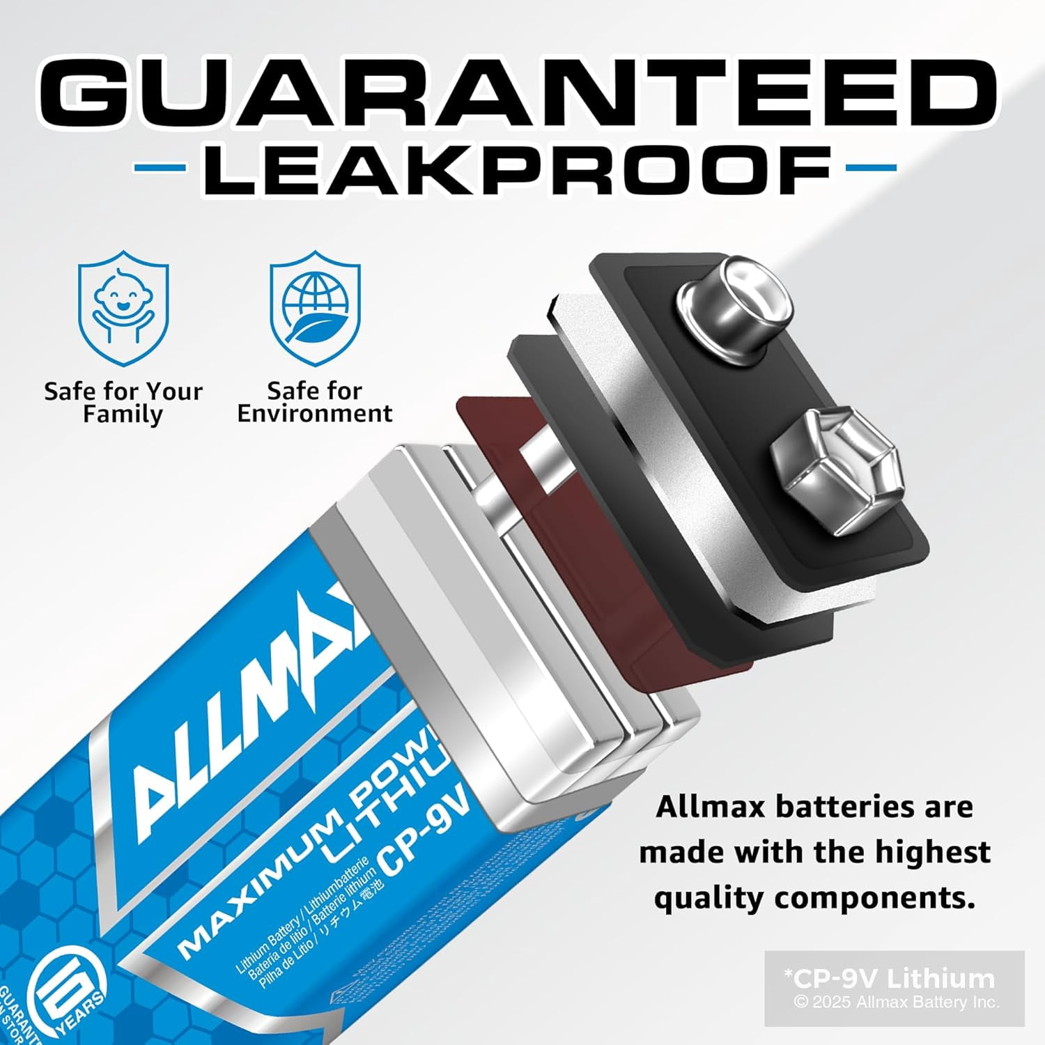 Allmax 9V Maximum Power Lithium Batteries (4 Count) – Longest Lang, Leakproof, 10-Year Shelf Life, Ultimate Performance – Perfect for Smoke Detectors (9 Volt)