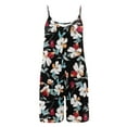 thumbnail image 6 of Womens Hawaiian Print Jumpsuit Women Romper Summer Casual Tank Short Jumpsuit Spaghetti Straps Sleeveless Loose Floral Rompers with Pocket, 6 of 7