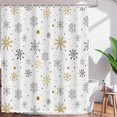 thumbnail image 2 of Winter Snowflake Shower Curtain Merry Christmas Gold Sliver Big Small Snowflake Shower Curtain for Bathroom Winter Holiday Xmas Eve Decor Fabric Bath Curtain 72x72 Inches with Hooks, 2 of 6
