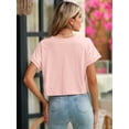 thumbnail image 7 of Chiclily Womens Summer Blouses Tops Light Pink Lightweight Short Sleeve V Neck Cardigan Button-Up Shirts with Pockets, Size Large, 7 of 7
