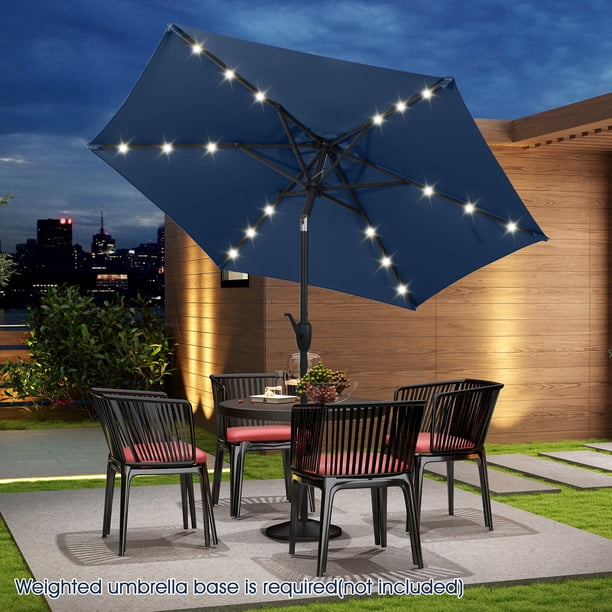 costway solar powered patio umbrella 10 ft Outdoor with LED Lights and Weighted Base-Gray Our 300 cm large solar patio umbrella is equipped with a high 10 ft Cantilever Patio Umbrella