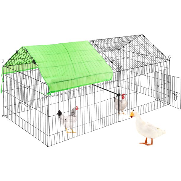 VEVOR Chicken Run Coop, 71" x 30"Metal Chicken Coop, Rabbit Run Enclosure Pen with Green