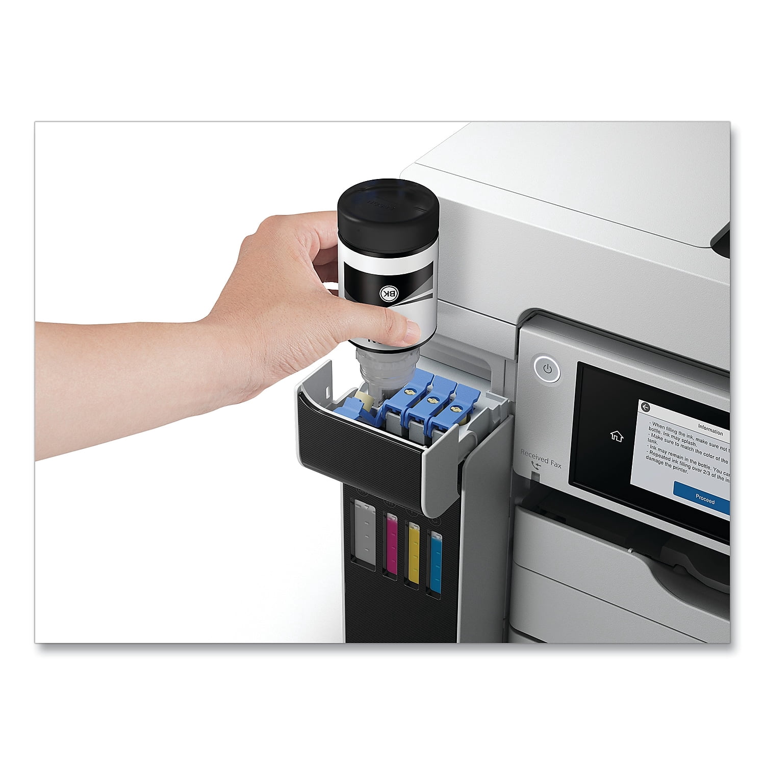 Epson WorkForce ST-C8090 Inkjet Multifunction Printer-Color-Copier/Fax/Scanner-4800x1200 dpi Print-Automatic Duplex Print-66000 Pages-550 sheets Input-Color Flatbed Scanner-1200 dpi Optical