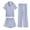 Blue, variant on OGLCCG Girls 3 Piece Pajama Sets Button Down Short Sleeve Top Shorts & Long Pants Striped Sleepwear Lounge Sets Nighty For Teens 5-14 Years