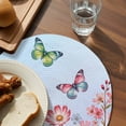 thumbnail image 3 of Blue Pink Flowers Round 13 Inch Placemats Set of 8, Spring Floral Butterfly Elegant Pastoral HeatResistant Non Slip Place Mats for Dining Table, Wipeable Braided Kitchen Table Mats for Housewarming, 3 of 9