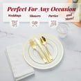 thumbnail image 3 of Prestee 600 Piece Gold Dinnerware Party Set (100 Guest), 100 Salad Gold Plates, 100 Gold Plastic Silverware Set, 100 Gold Cups Disposable Party Pack Wedding Birthday Parties, 3 of 5