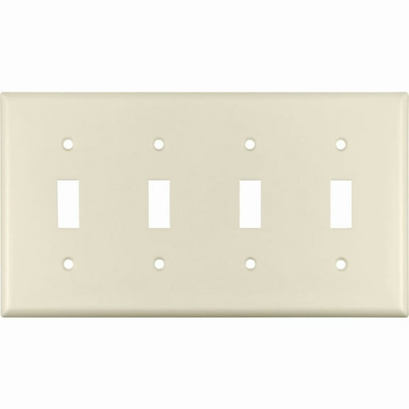 Cooper Wiring Devices 2154A 4-Gang Toggle Switch Wall Plate, Standard Size, Thermoset Plastic, Almond