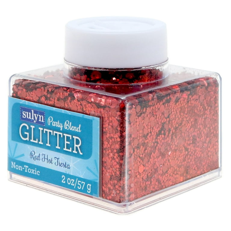 Sulyn Party Blend Glitter for Crafts, Red Hot Fiesta, 2 oz