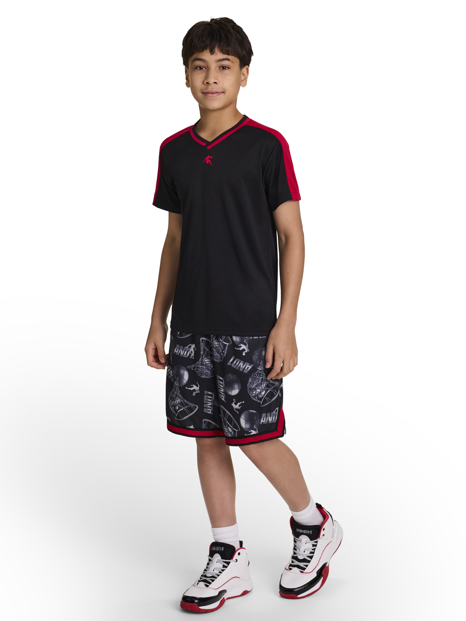 AND1 Boy's Athletic Motion Performance Short Sleeve T-Shirt, Sizes 4-18