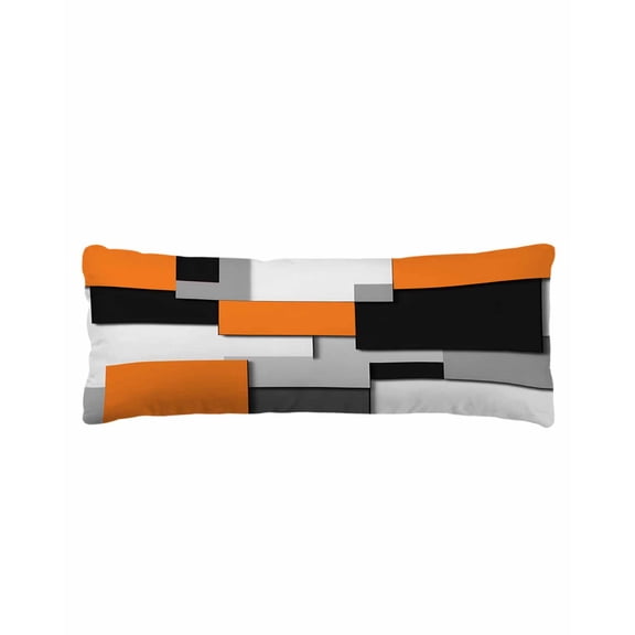 Orange Grey Black Geometric Body Pillow Cover 20 x 54 Inch Decorative Pillow Cover Modern Abstract Art Lumbar Pillowcase Seasonal Rectangle Cushion Case for Couch Sofa Bed Living Room
